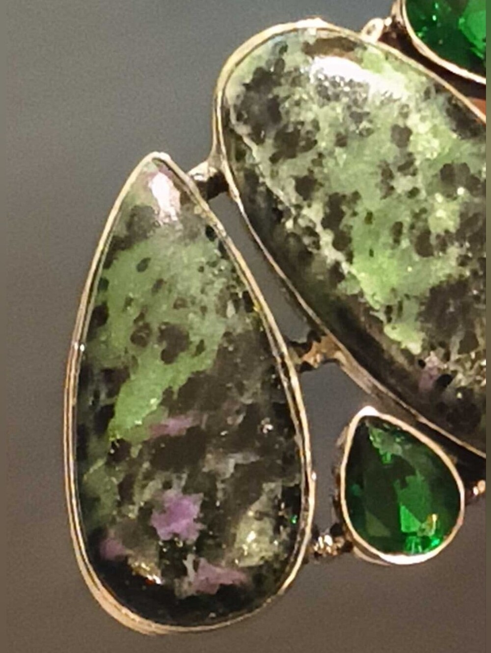 Artisan Ruby in Zoisite & Chrome Diopside .925 Sterling Silver Statement Pendant